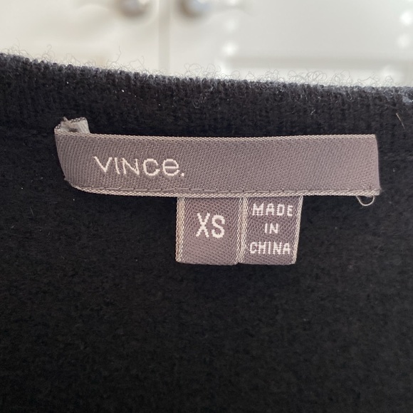 Vince Women's‎ Size XS Black Leather Sleeve Asymmetrical Boucle Wool Jacket - Picture 5 of 9